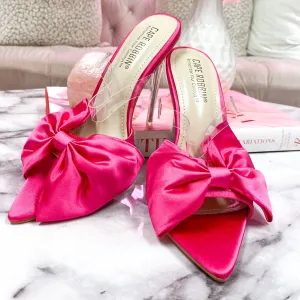 Blaire Satin Bow Heels: Fuchsia