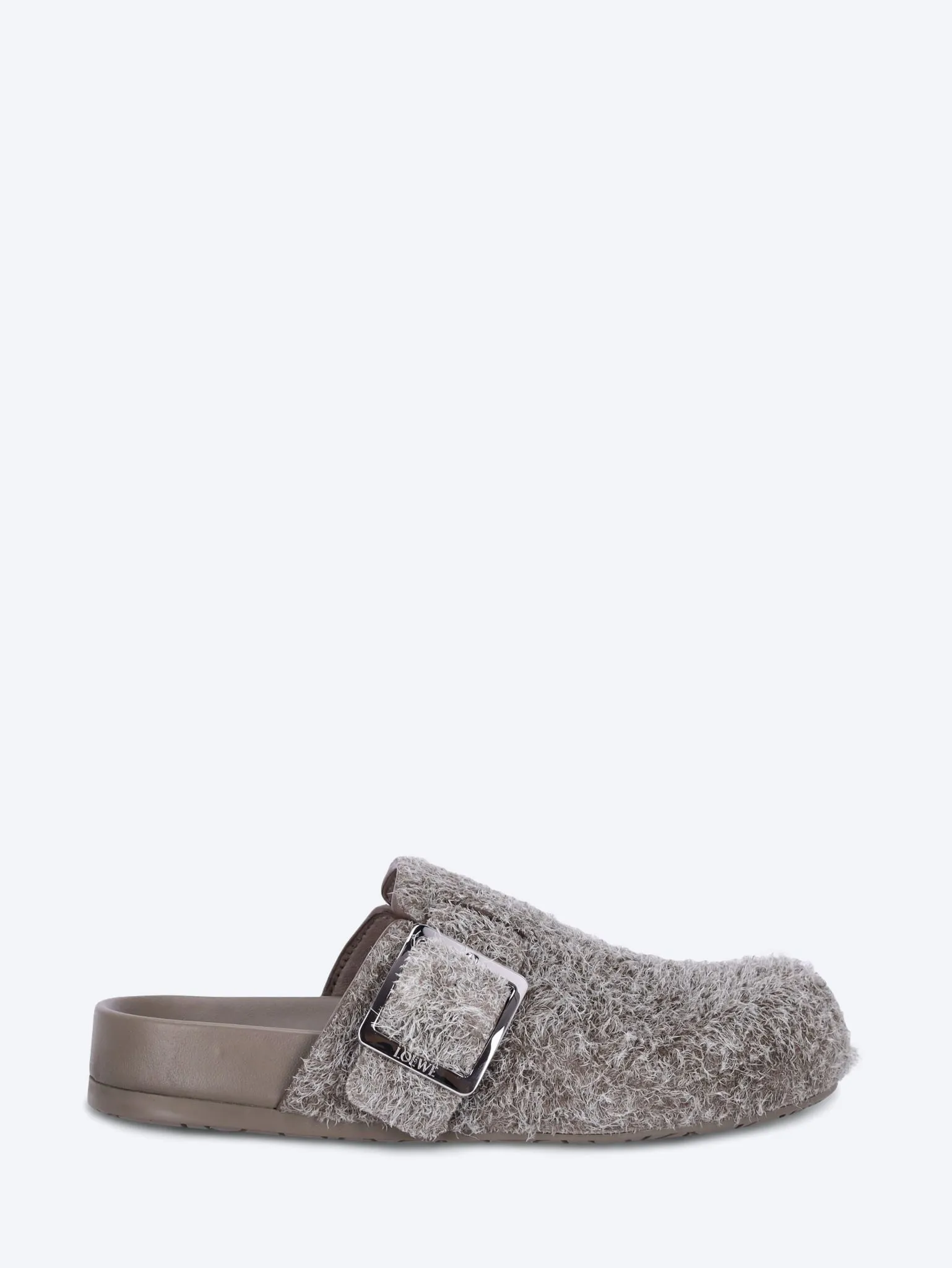 Brushed suede ease buckle mules