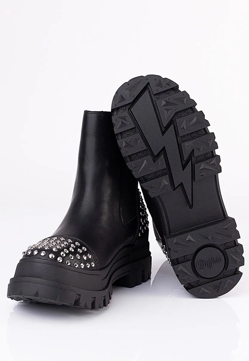 Buffalo - Aspha Chelsea Pin Vegan Nappa Black/Silver - Chelsea Boots