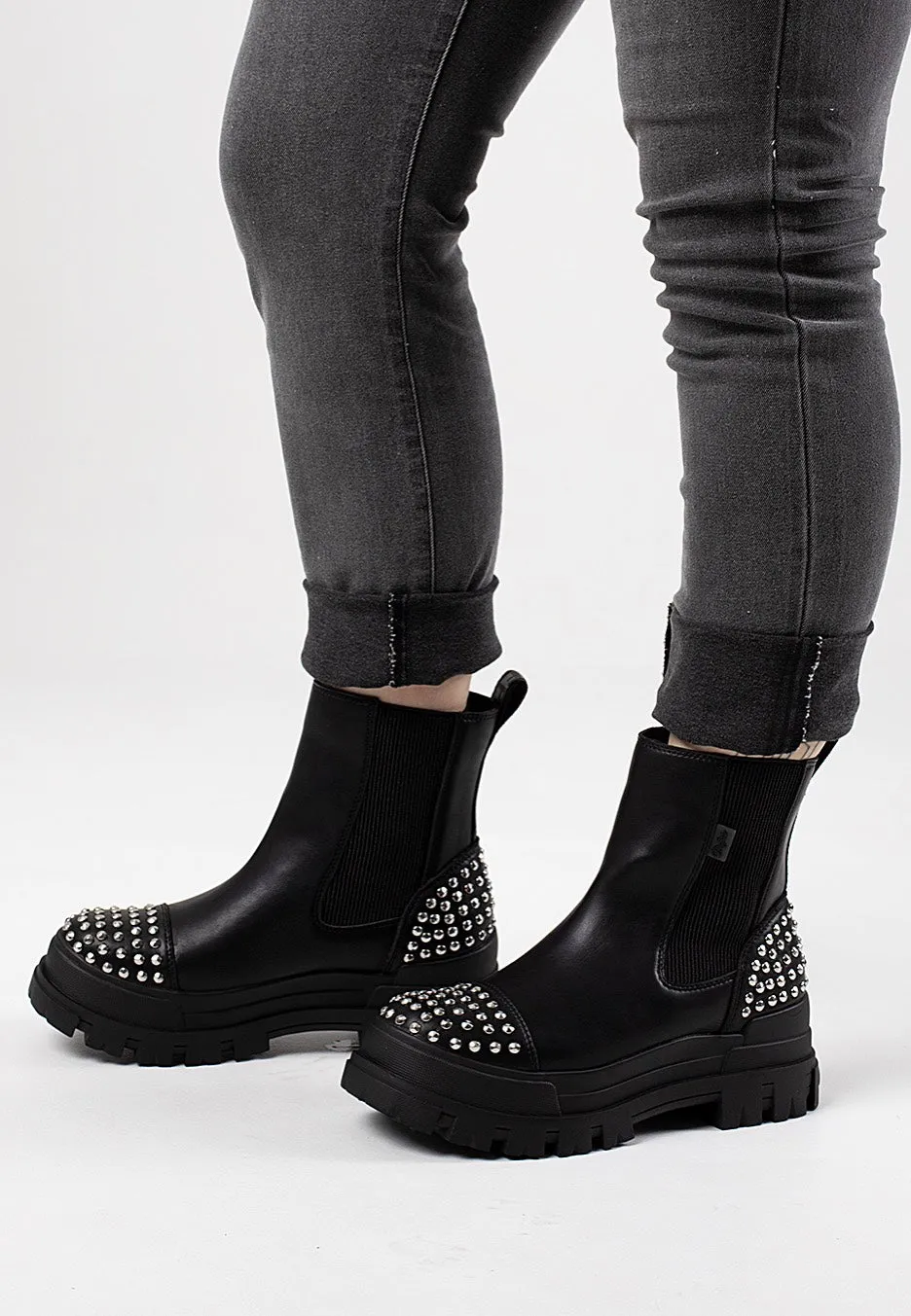 Buffalo - Aspha Chelsea Pin Vegan Nappa Black/Silver - Chelsea Boots