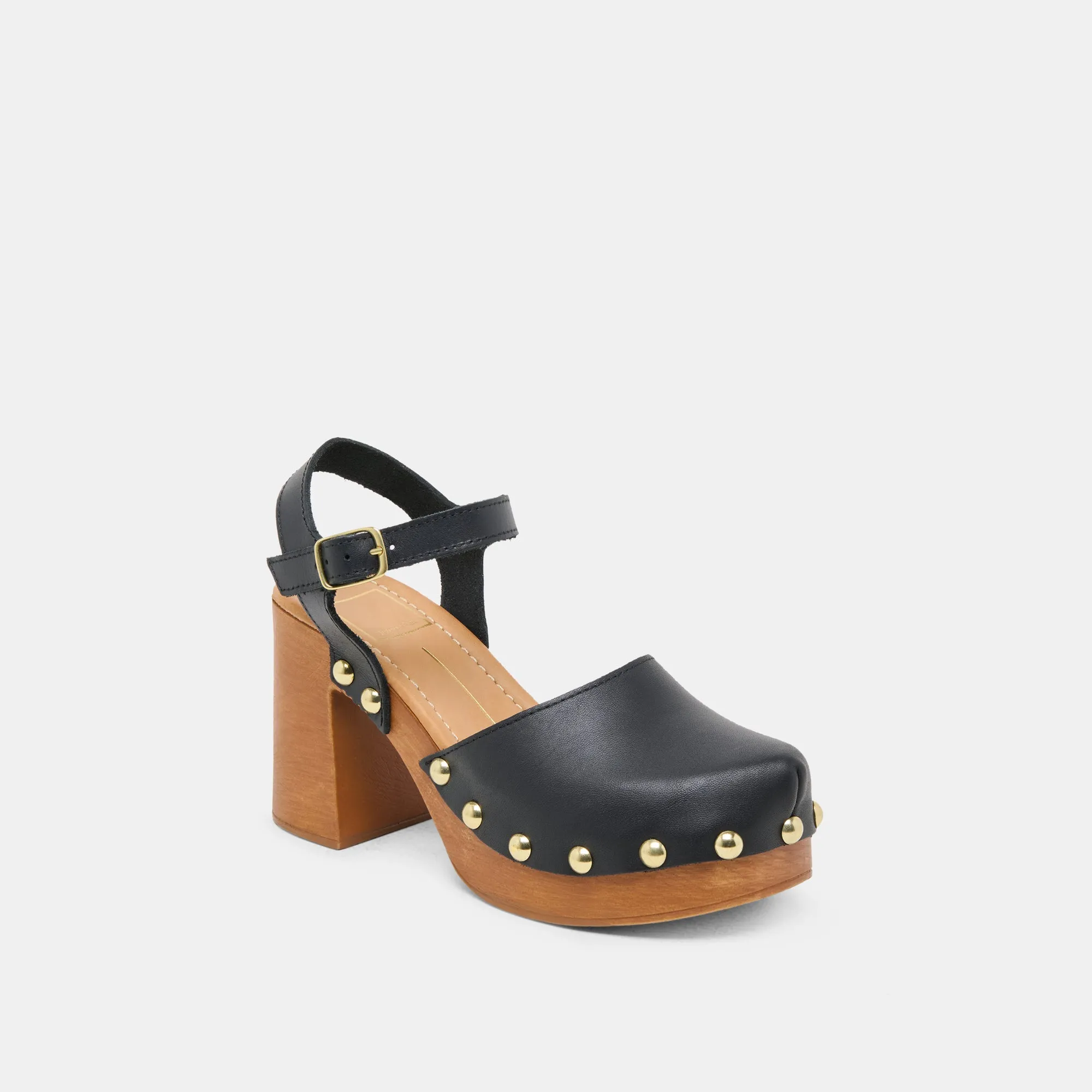 CLOVER HEELS BLACK LEATHER Dolce Vita