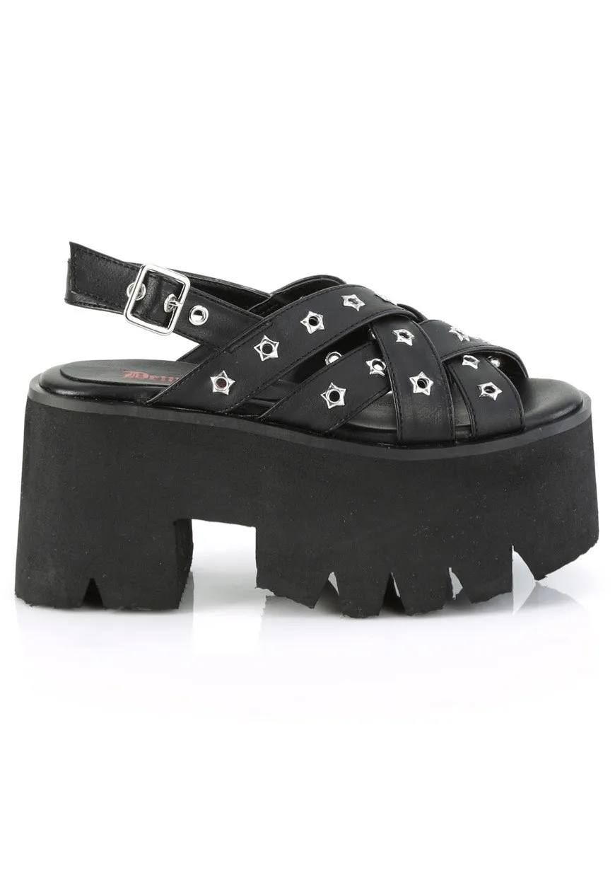 DemoniaCult - Ashes 12 Black Vegan Leather - Girl Sandals