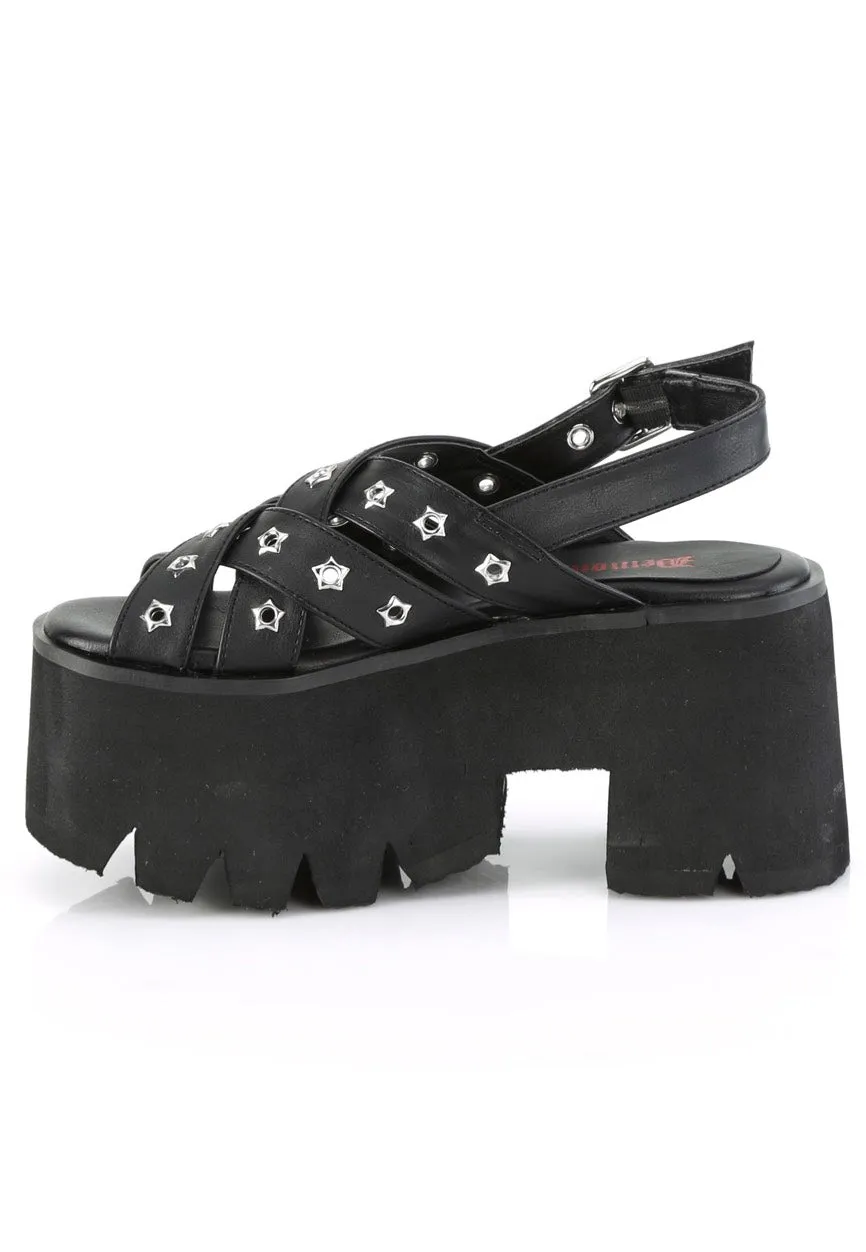 DemoniaCult - Ashes 12 Black Vegan Leather - Girl Sandals