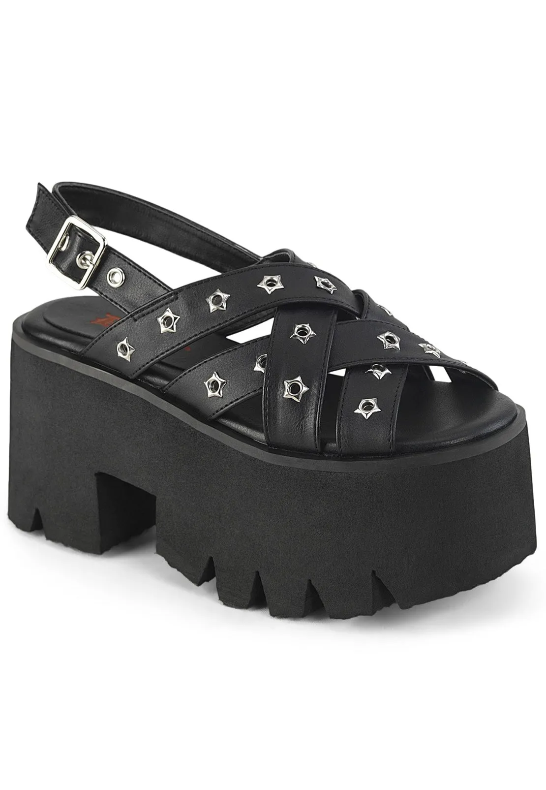 DemoniaCult - Ashes 12 Black Vegan Leather - Girl Sandals