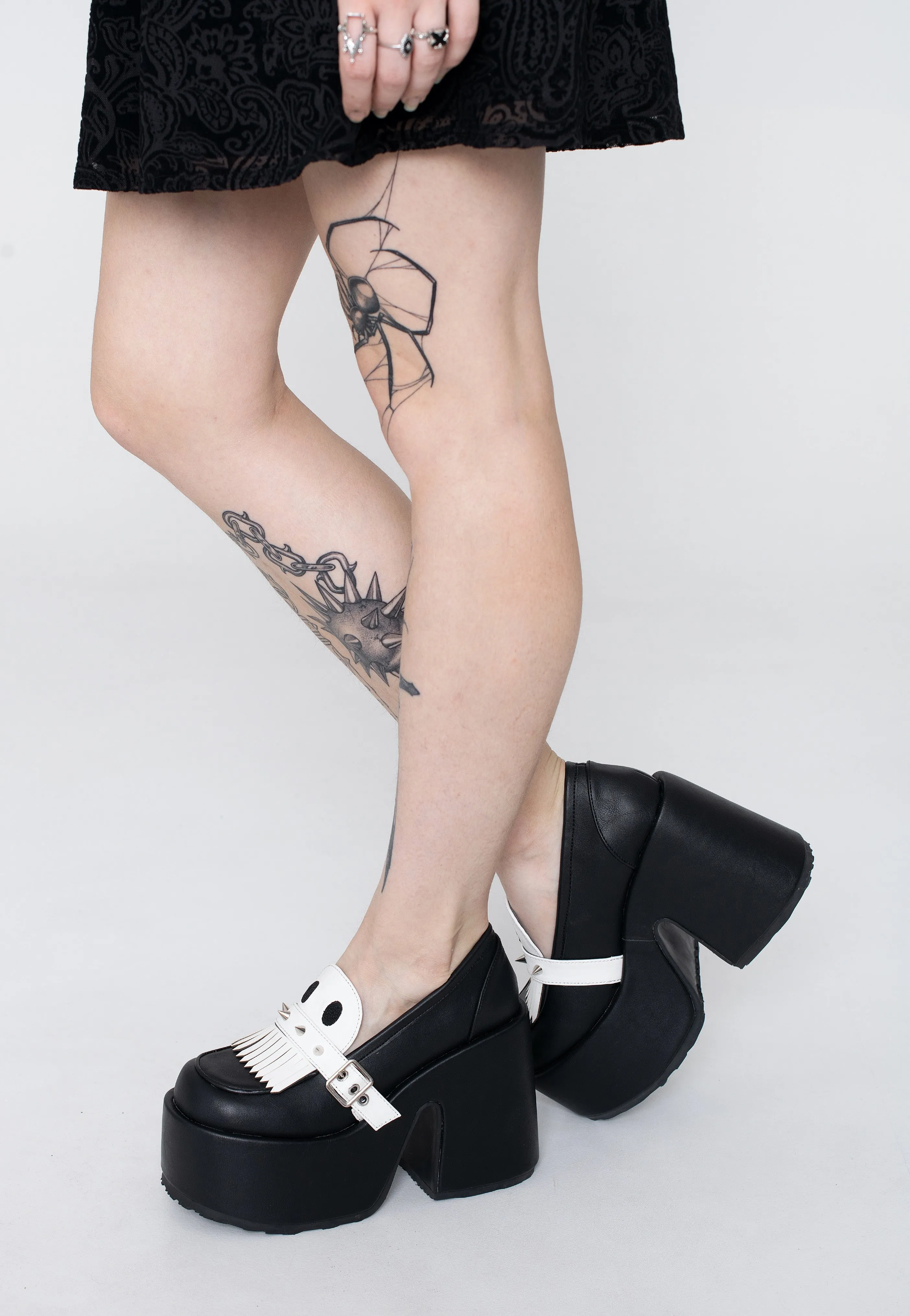 DemoniaCult - Camel 58 Black Vegan Leather - Girl Sandals