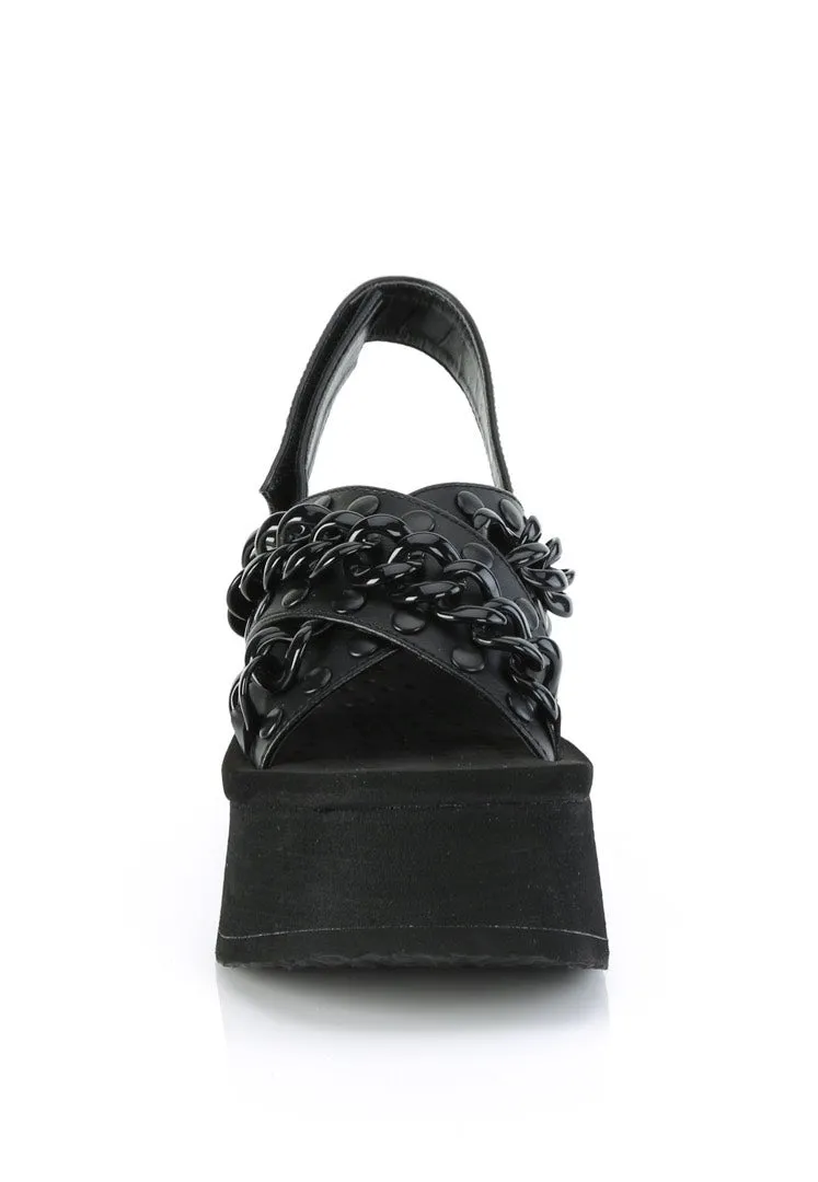 DemoniaCult - Funn 12 Black Vegan Leather - Girl Sandals