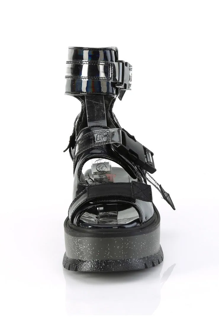 DemoniaCult - Slacker 15B Black Holo Pat - Girl Sandals