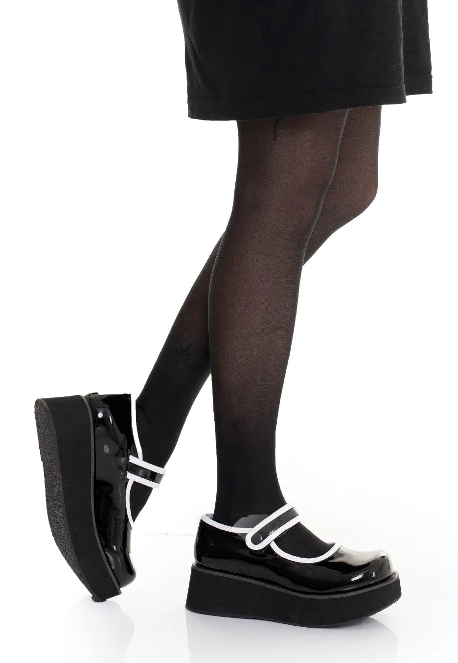DemoniaCult - Sprite 01 Black/Ehite Pat - Girl Sandals