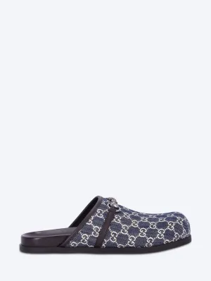 Denim Horsebit mules