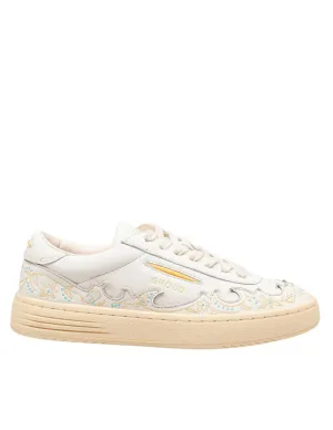 Embroidered Lido Leather Sneakers