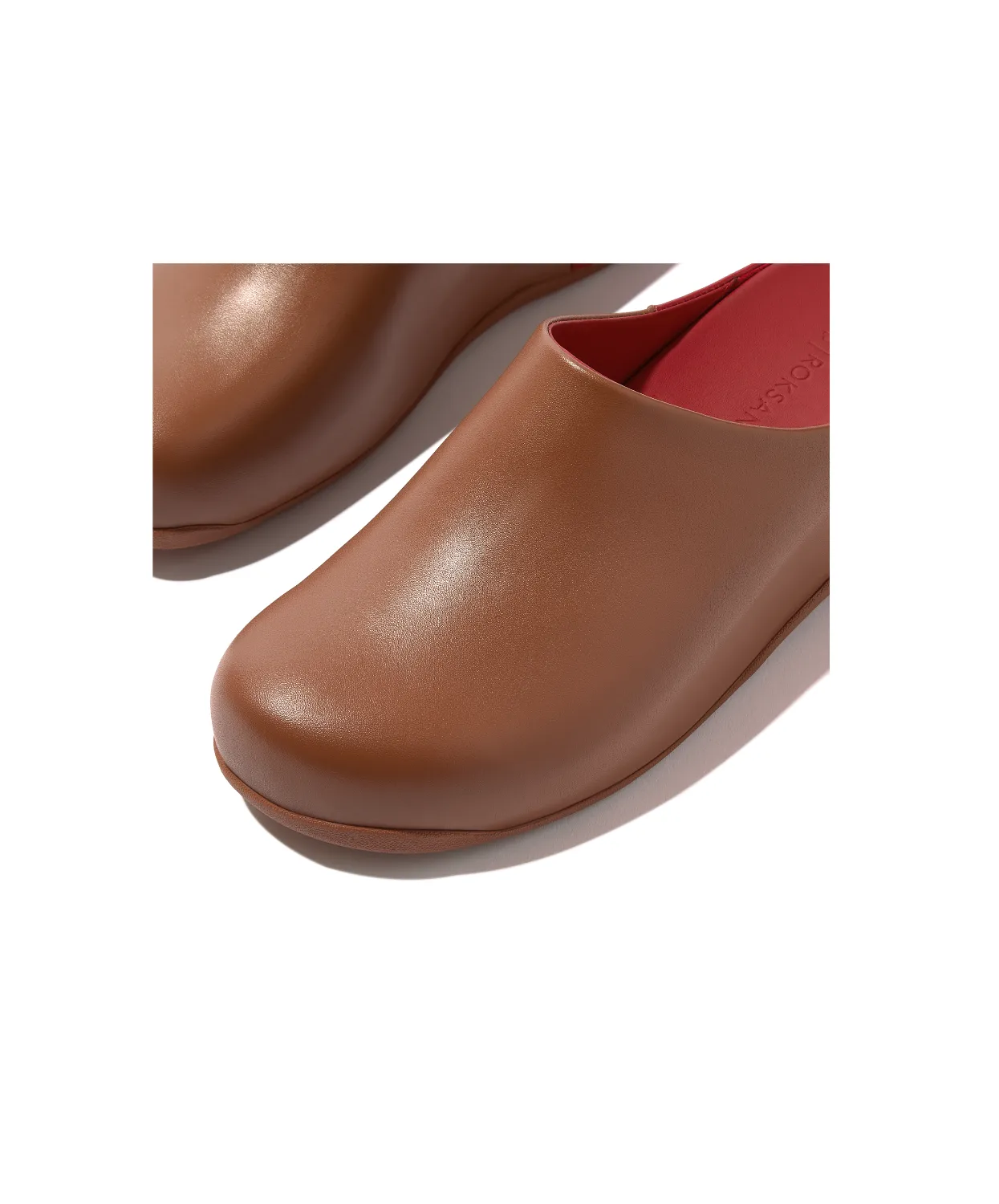 FitFlop Shuv x Roksanda Leather Clogs Tan Crimson