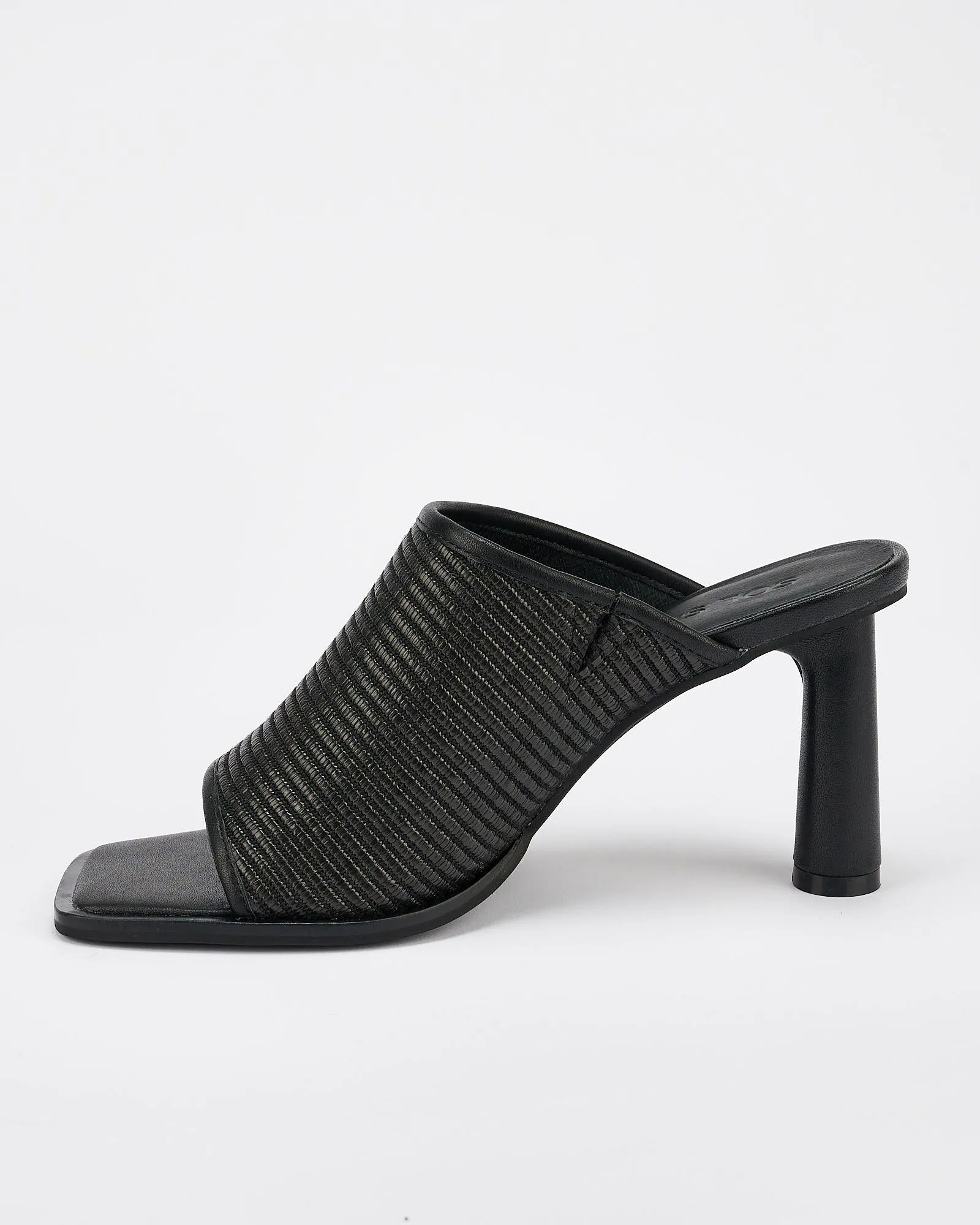 Jacque Heel Black Woven Textile SOL SANA