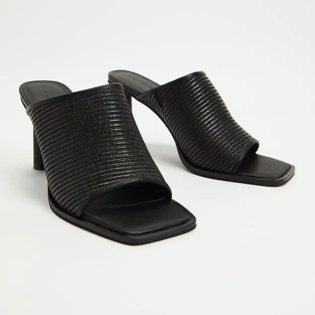 Jacque Heel Black Woven Textile SOL SANA