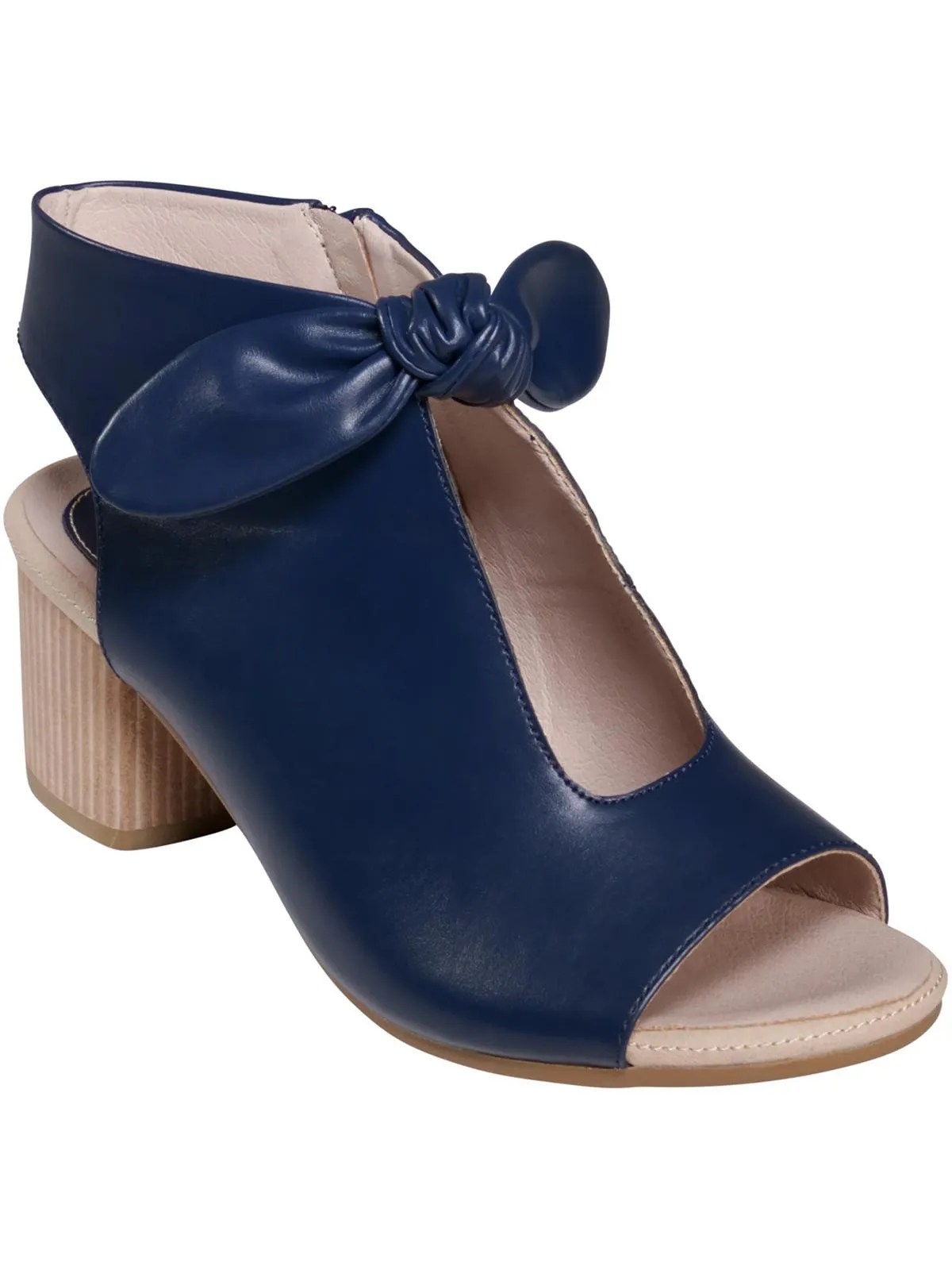 Kimora Womens Faux Leather Bow Peep-Toe Heels