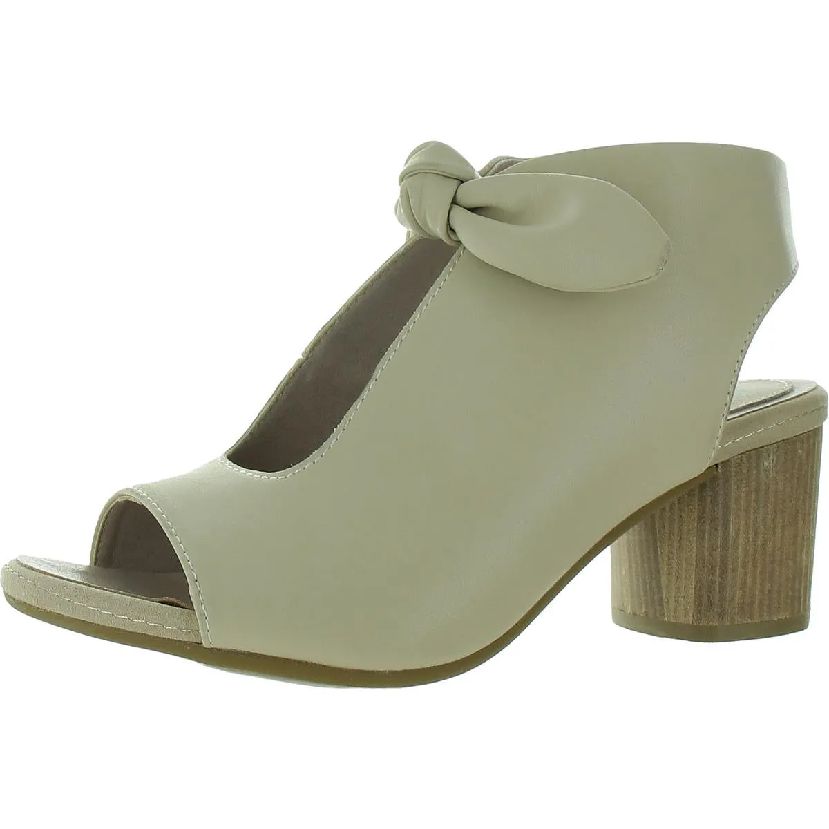 Kimora Womens Faux Leather Bow Peep-Toe Heels