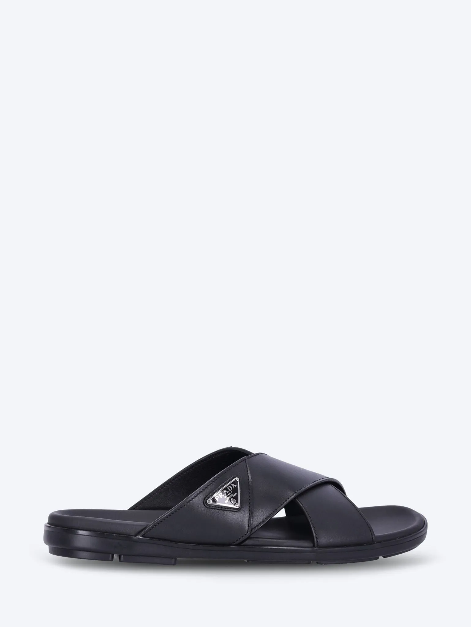 Leather crossover mules