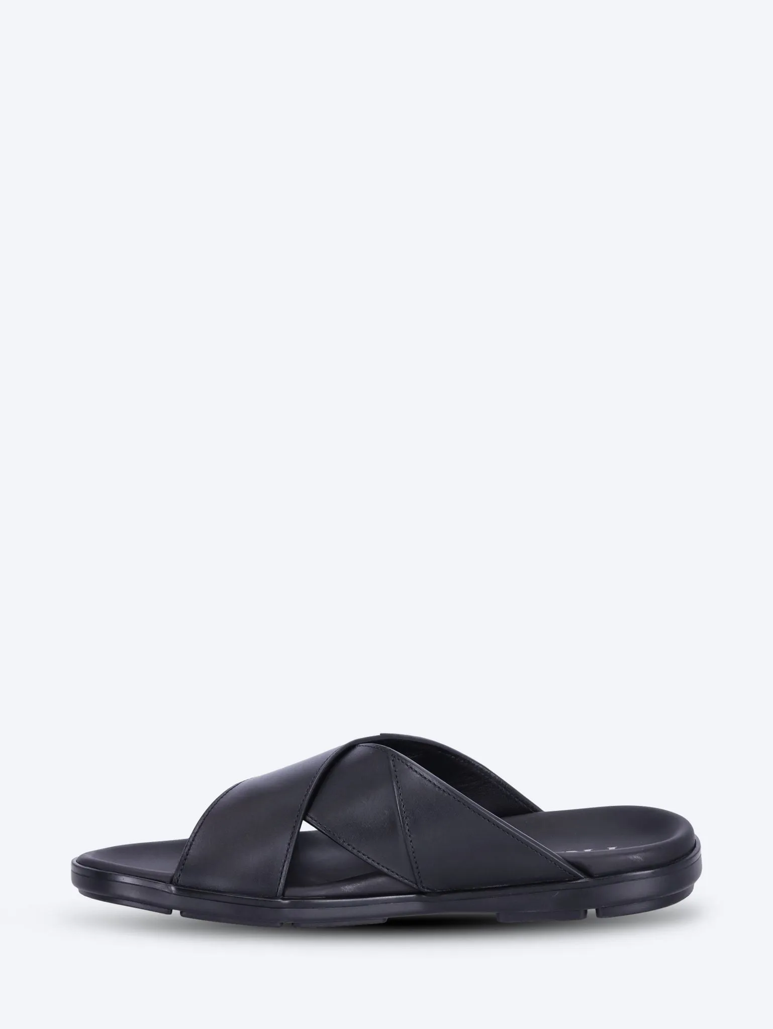 Leather crossover mules