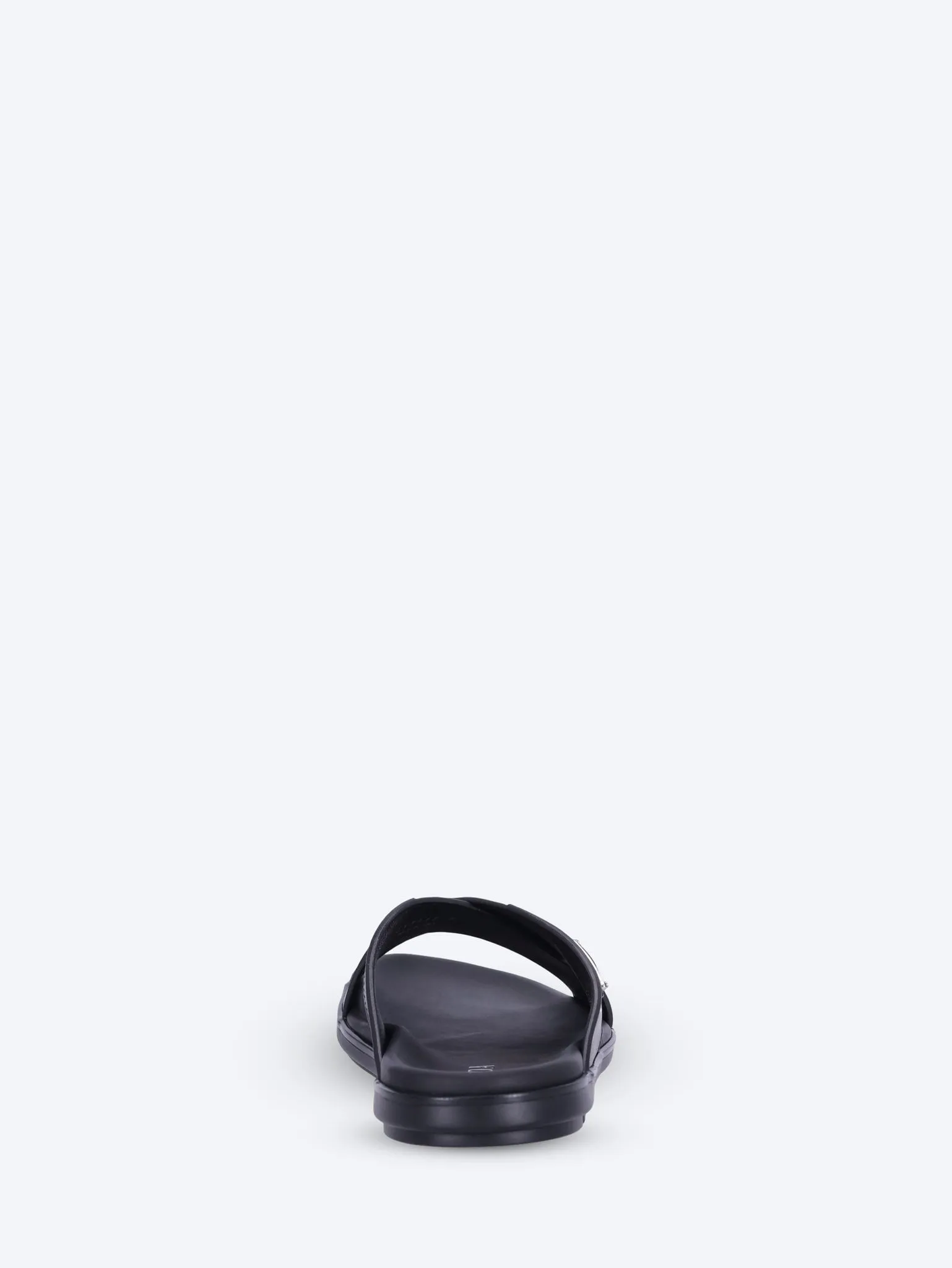 Leather crossover mules