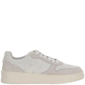 Leather Sneakers With Glitter Logo