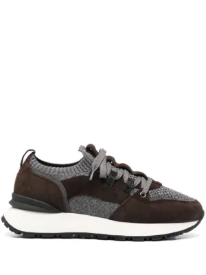 Leather-Trim Sneakers