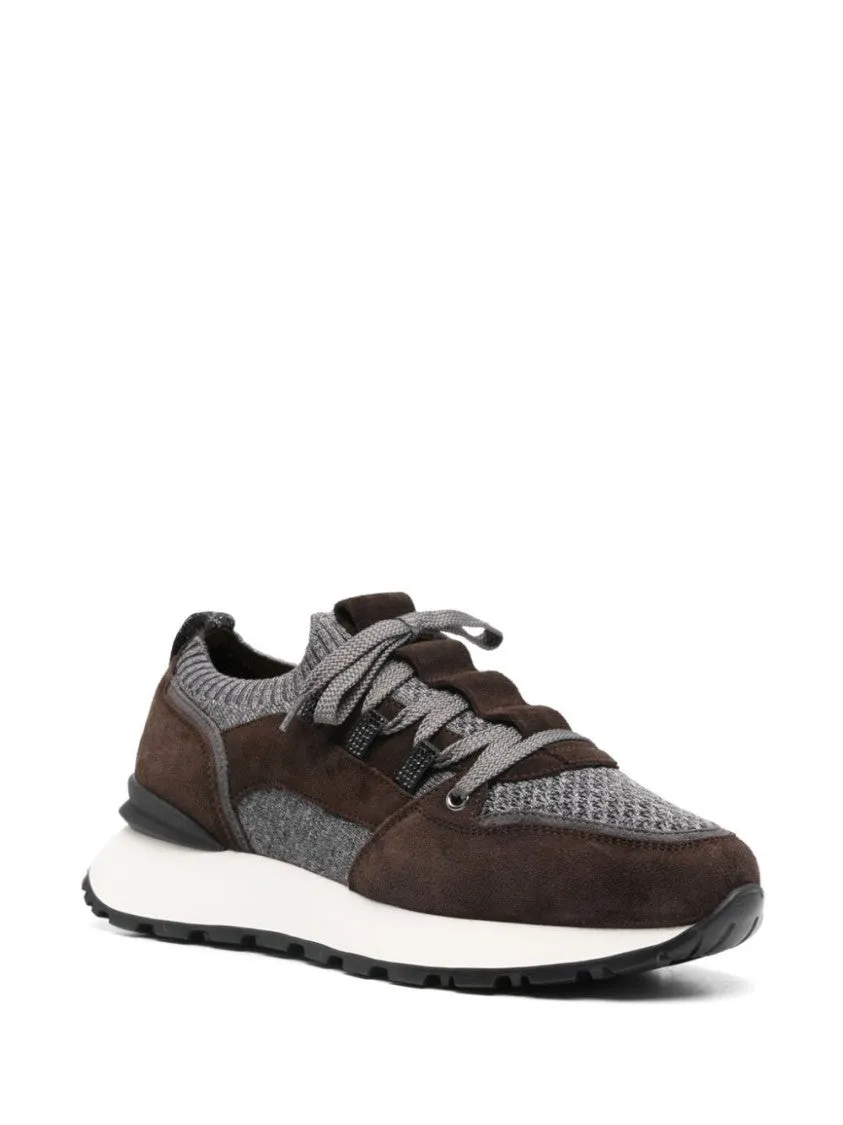 Leather-Trim Sneakers
