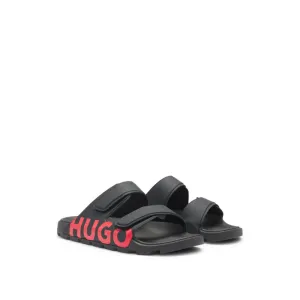 Logo sandals with double touch-closure straps