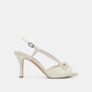 LONNY PEARL HEELS WHITE SATIN Dolce Vita