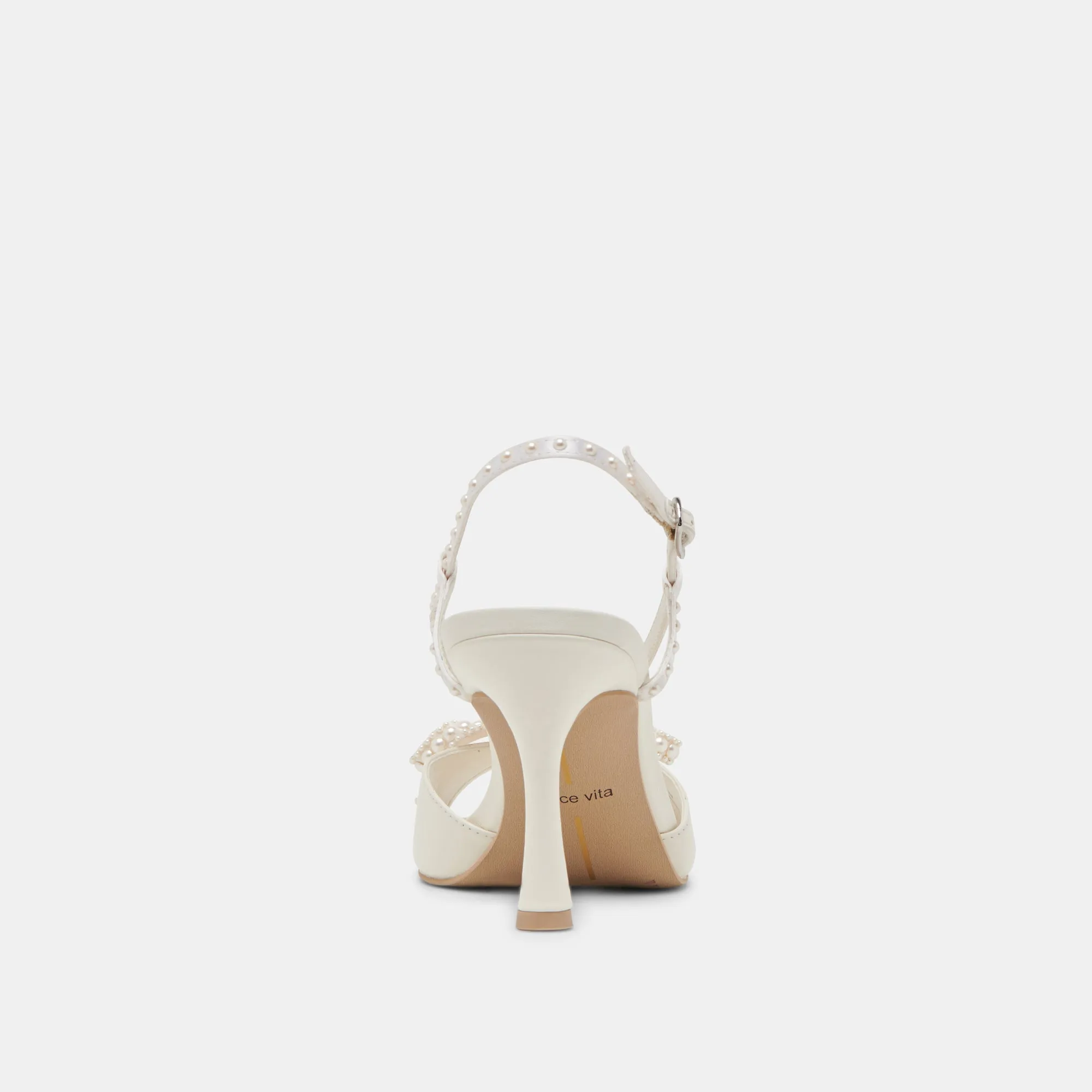 LONNY PEARL HEELS WHITE SATIN Dolce Vita