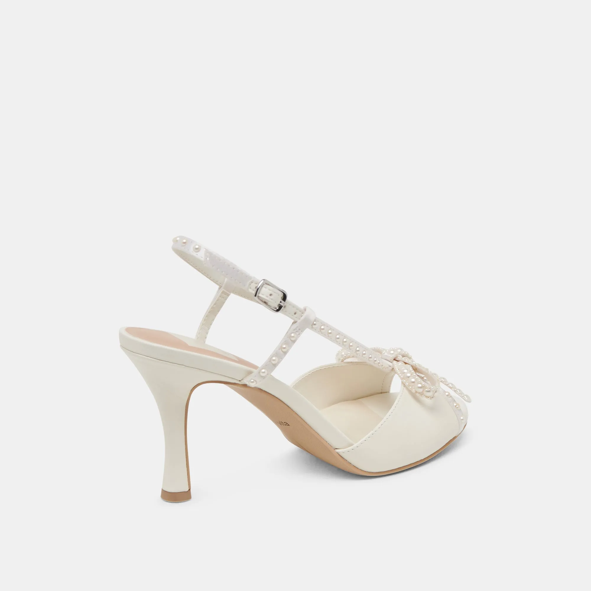 LONNY PEARL HEELS WHITE SATIN Dolce Vita