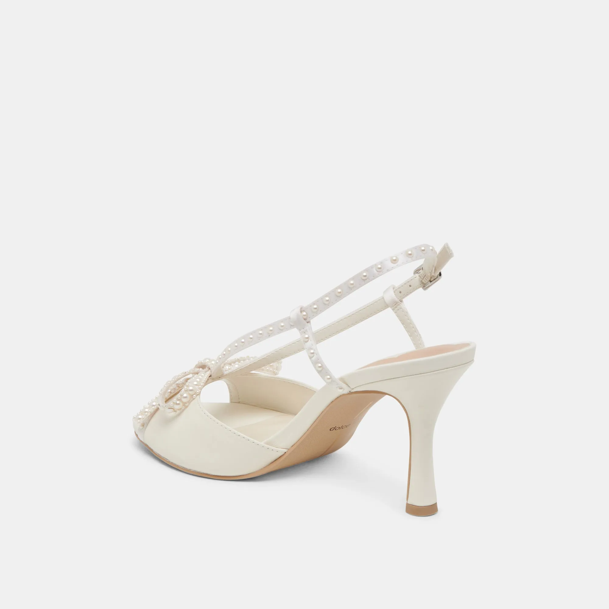 LONNY PEARL HEELS WHITE SATIN Dolce Vita