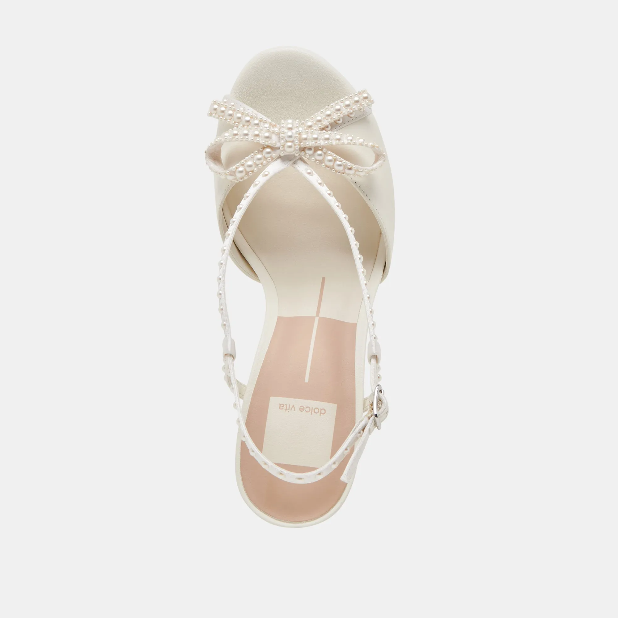 LONNY PEARL HEELS WHITE SATIN Dolce Vita