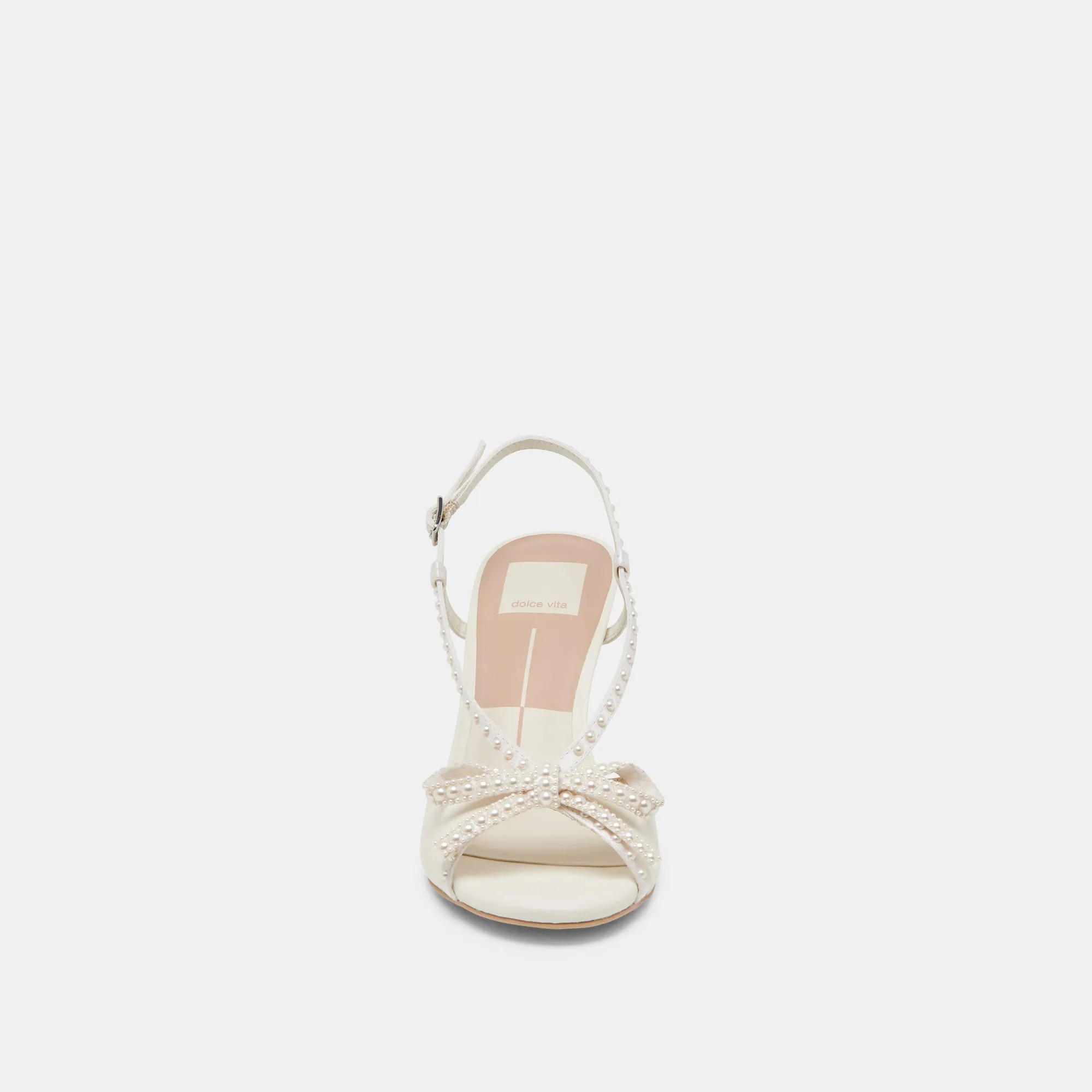LONNY PEARL HEELS WHITE SATIN Dolce Vita