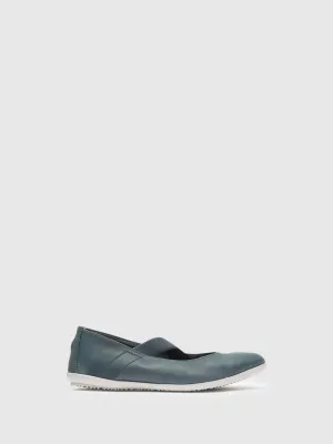 Navy Elasticated Ballerinas
