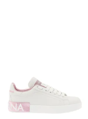 Portofino' White And Pink Low Top Sneakers