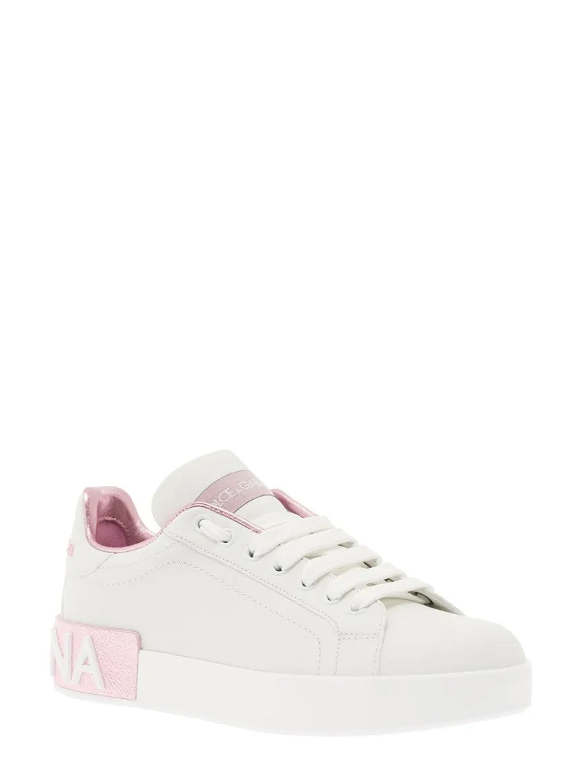 Portofino' White And Pink Low Top Sneakers