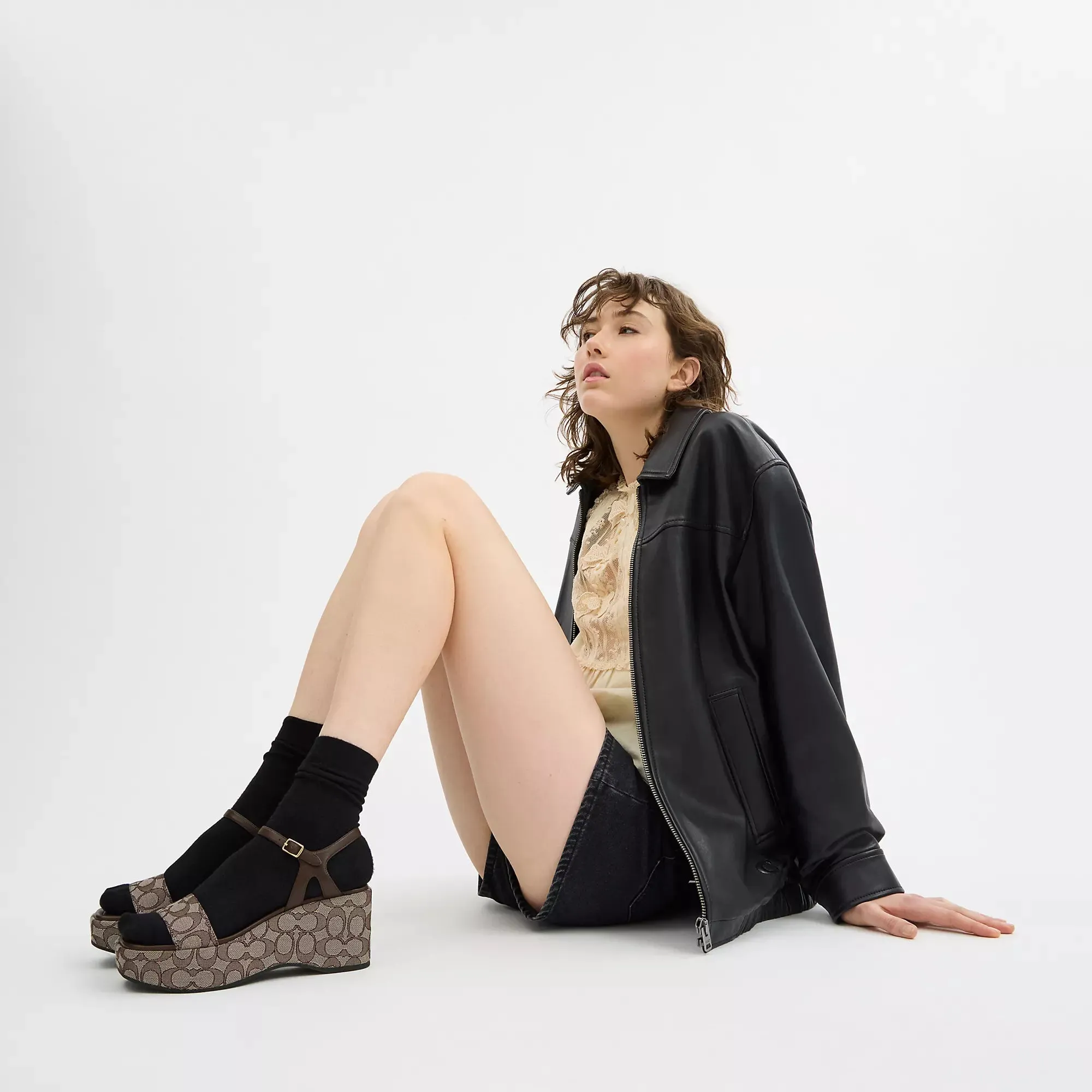 Reformation Coach Outlet Gale Wedge Sandal In Signature Jacquard
