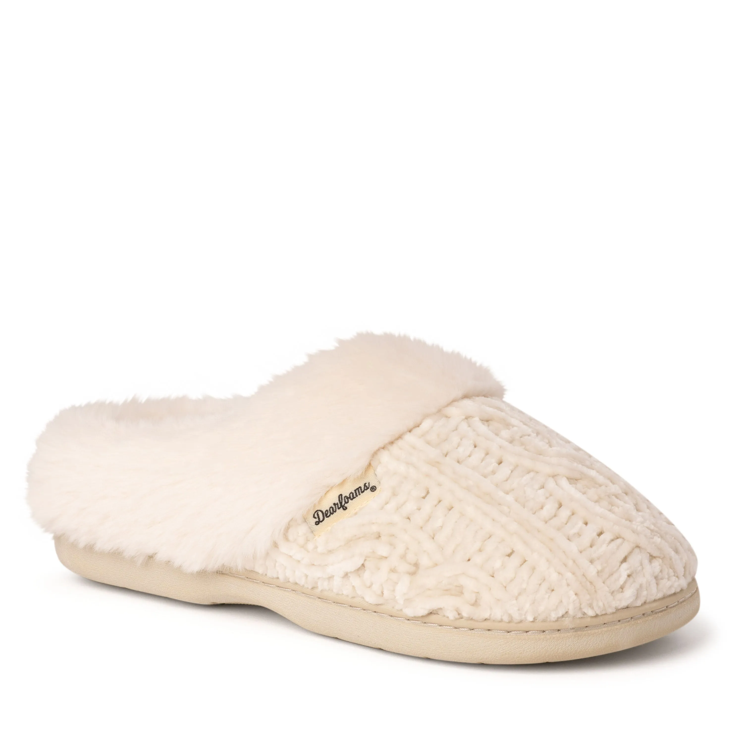 Reformation Dearfoams Womens Claire Cable Knit Chenille Clog Slipper