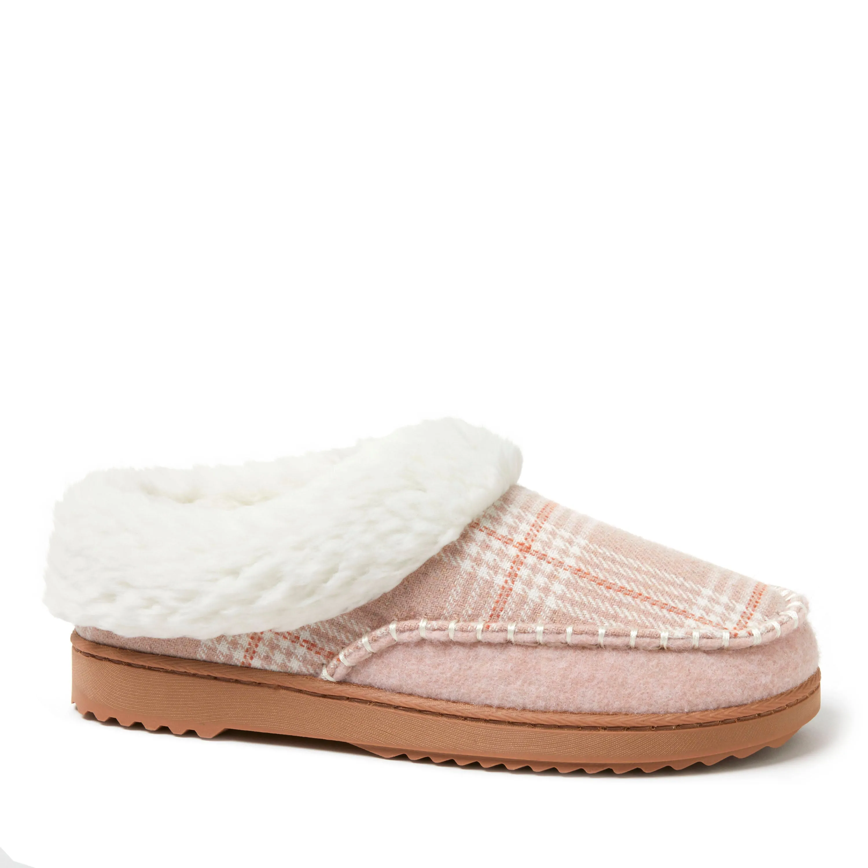 Reformation Dearfoams Women's Nyla Felted Plaid Moccasin Toe Clog Slipper