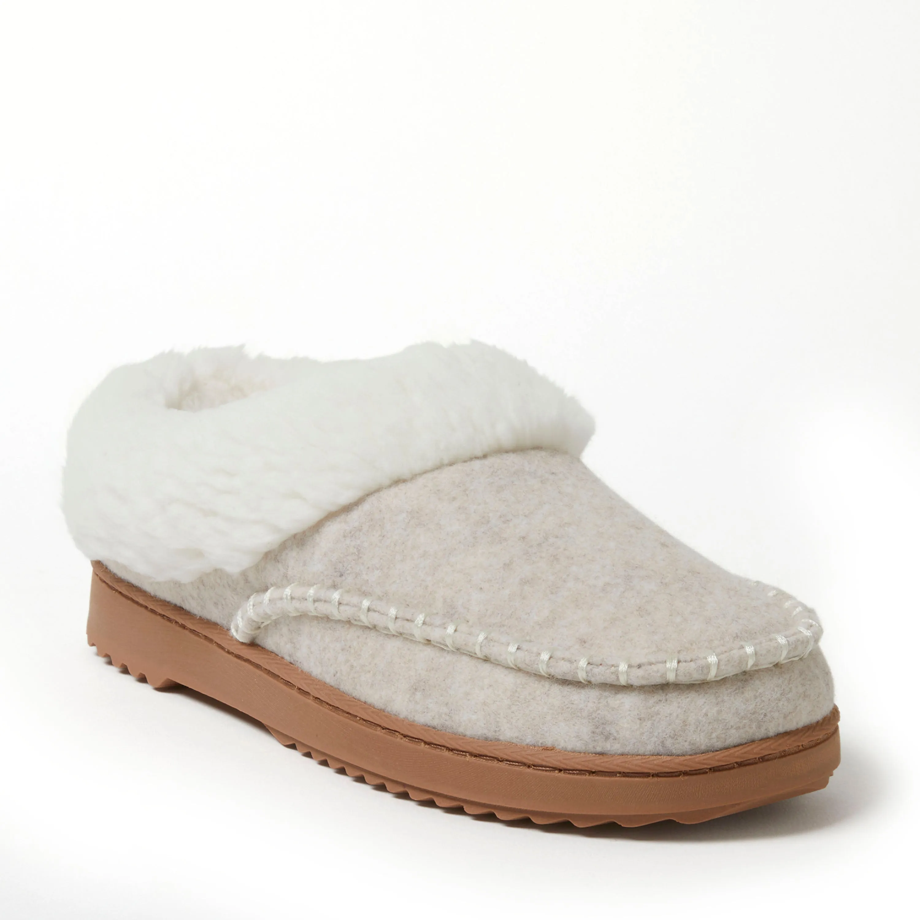 Reformation Dearfoams Women's Nyla Felted Plaid Moccasin Toe Clog Slipper