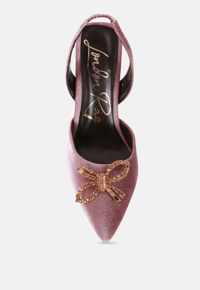 Reformation firebird velvet diamante detail heeled slingback mules