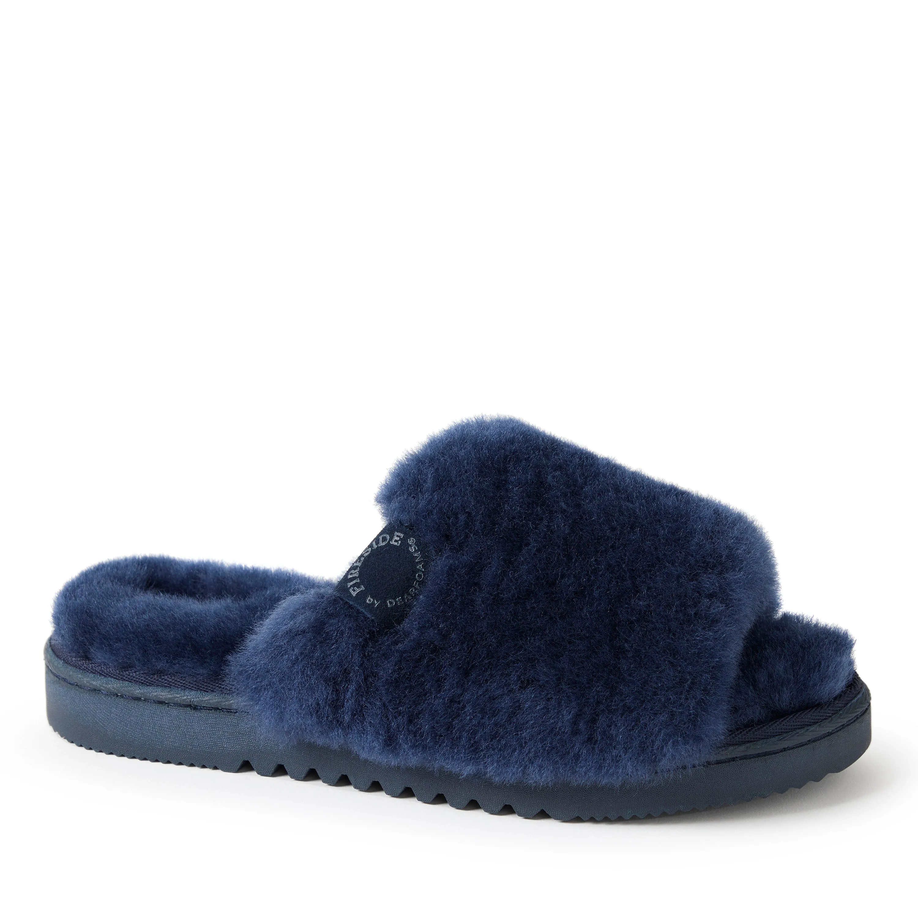 Reformation Fireside by Dearfoams Women's Cairns Genuine Shearling Slide with Metallic Trim