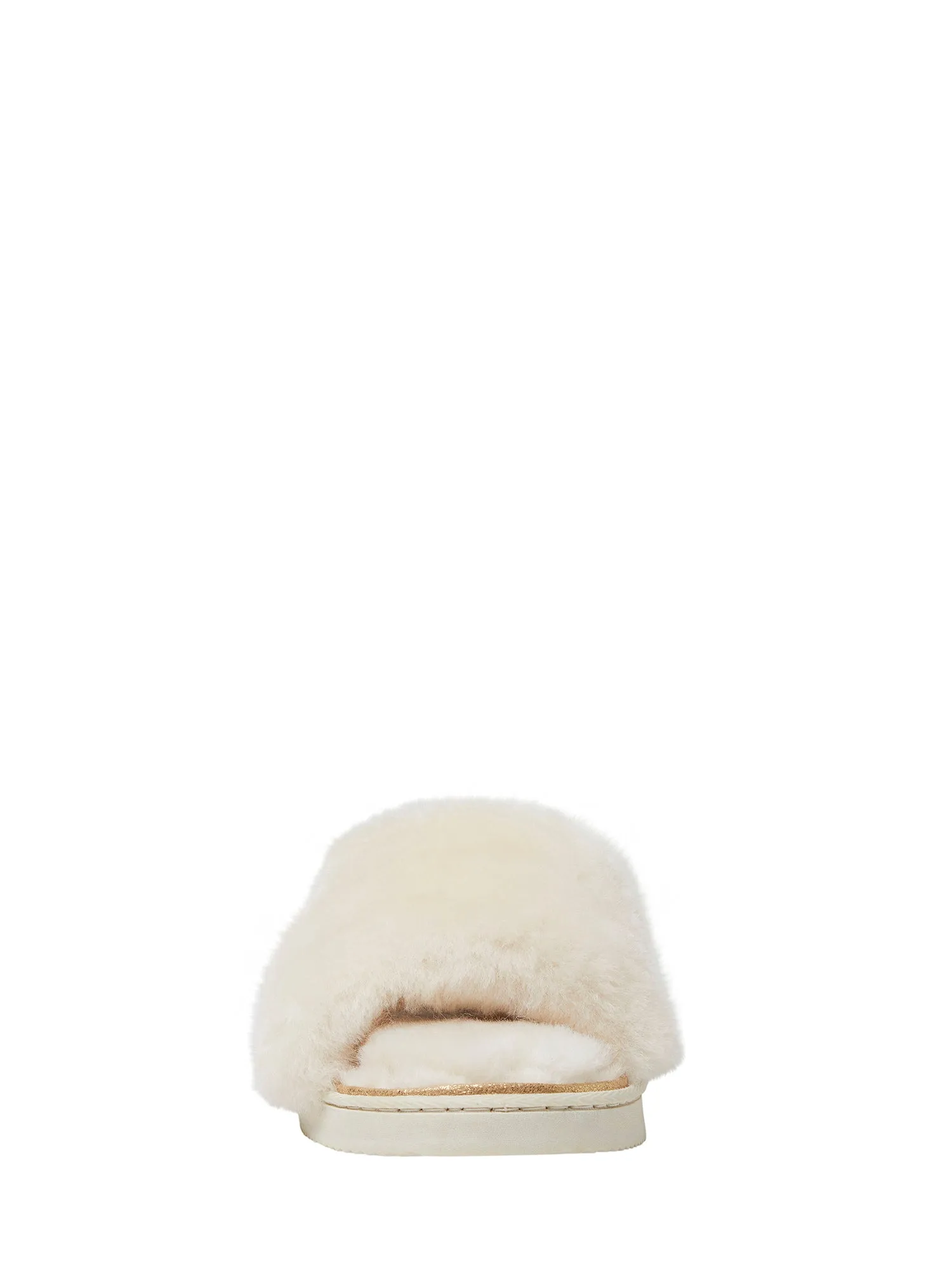 Reformation Fireside by Dearfoams Women's Cairns Genuine Shearling Slide with Metallic Trim