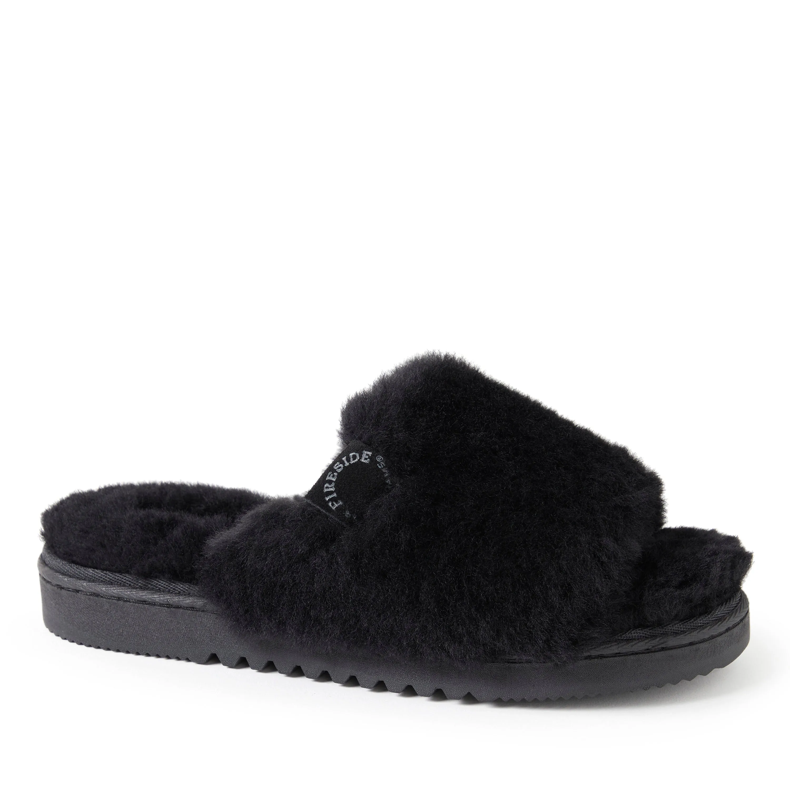 Reformation Fireside by Dearfoams Women's Cairns Genuine Shearling Slide with Metallic Trim