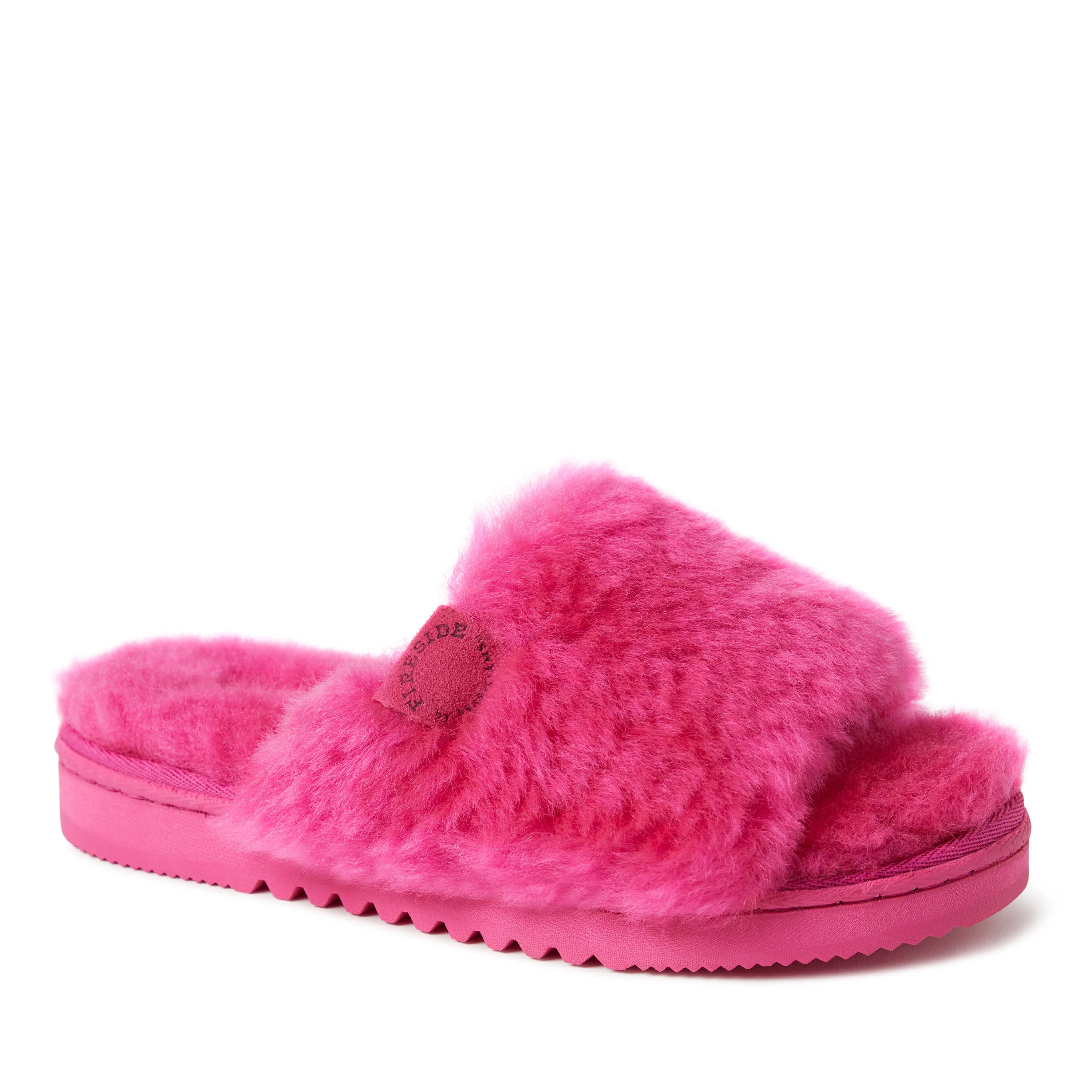 Reformation Fireside by Dearfoams Women's Cairns Genuine Shearling Slide with Metallic Trim
