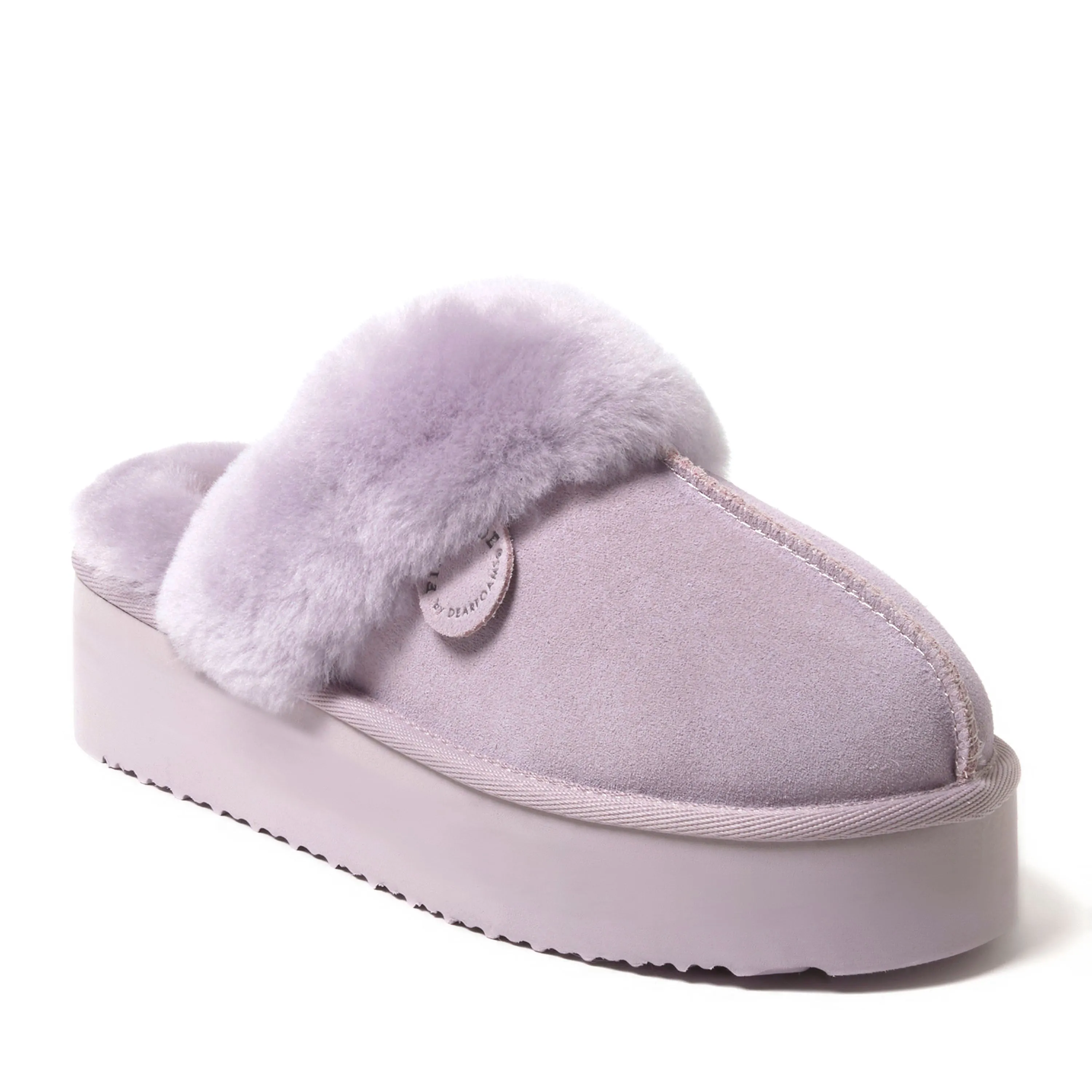 Reformation Fireside by Dearfoams Women's Melton Genuine Shearling Platform Scuff Slipper