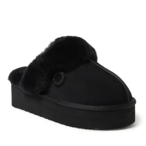 Reformation Fireside by Dearfoams Women's Melton Genuine Shearling Platform Scuff Slipper