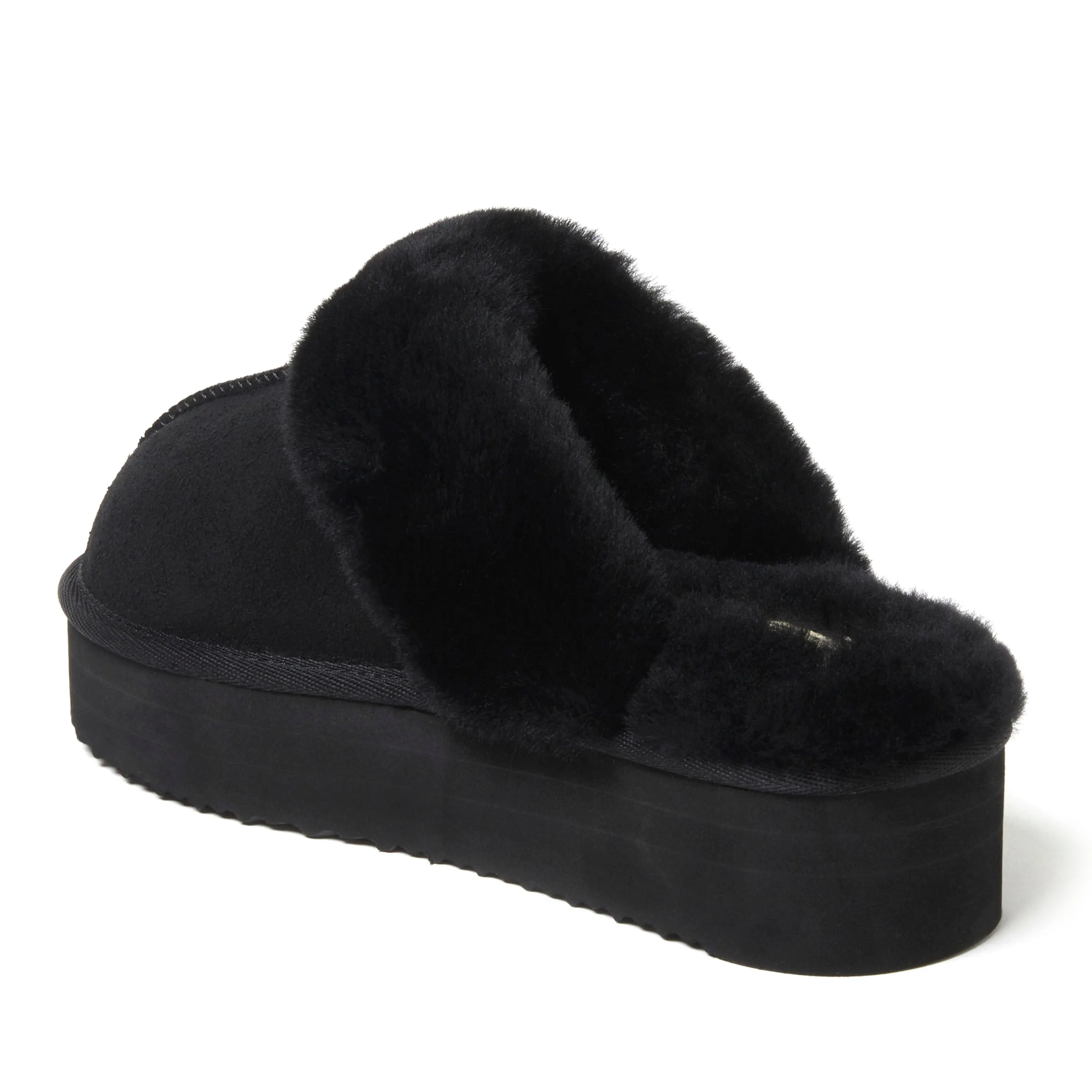 Reformation Fireside by Dearfoams Women's Melton Genuine Shearling Platform Scuff Slipper