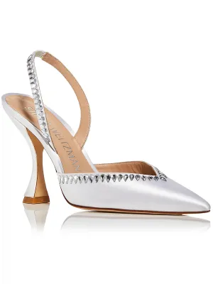 Reformation GMCT Womens Satin Embellished Slingback Heels