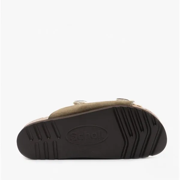 Scholl MISSY Womens Suede Mule Sandals Khaki