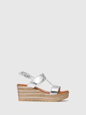 Silver T-Strap Sandals